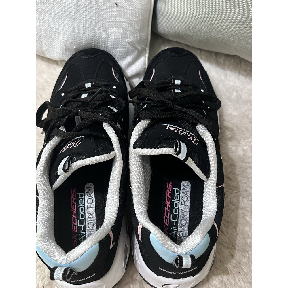 Skechers D Lites Lace Up Comfort Shoes Sneakers Women Size 8 Black Pink White - Picture 5 of 11